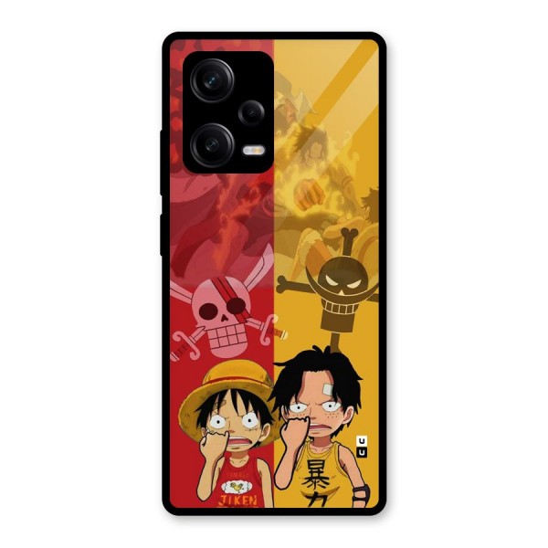 Luffy And Ace Glass Back Case for Redmi Note 12 Pro