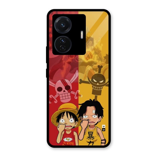 Luffy And Ace Glass Back Case for Vivo T1 Pro