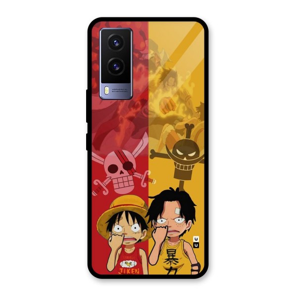 Luffy And Ace Glass Back Case for Vivo V21e 5G