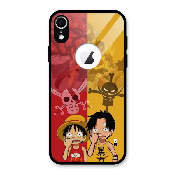 Luffy And Ace Glass Back Case for iPhone XR Logo Cut