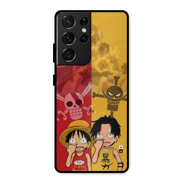 Luffy And Ace Metal Back Case for Galaxy S21 Ultra 5G