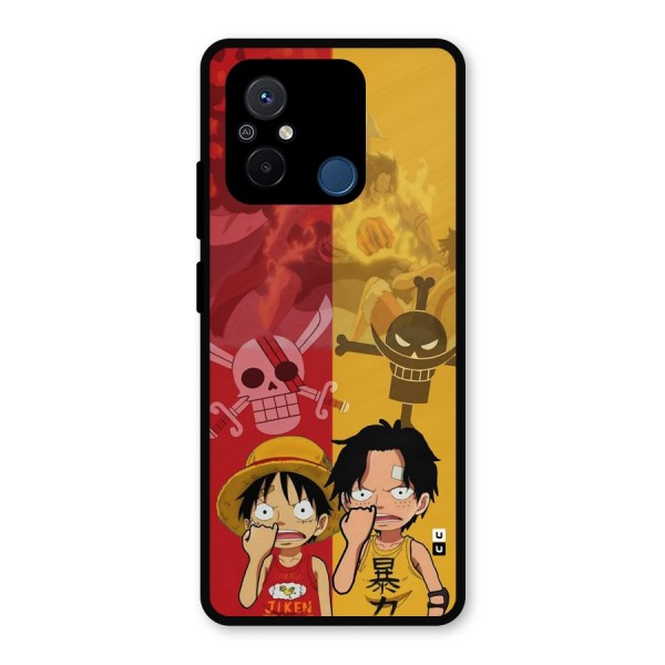 Luffy And Ace Metal Back Case for Poco C55