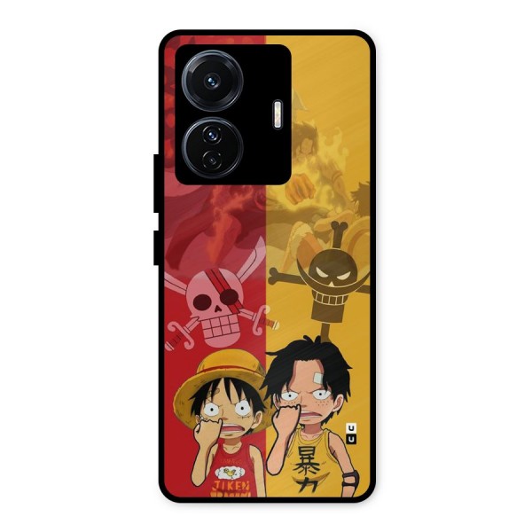 Luffy And Ace Metal Back Case for Vivo T1 Pro