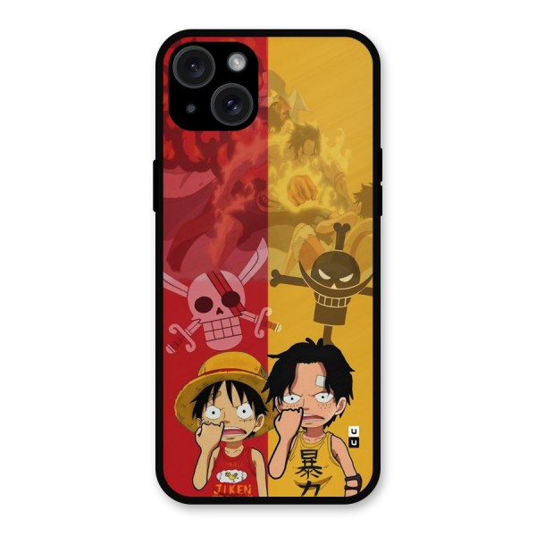 Luffy And Ace Metal Back Case for iPhone 15 Plus