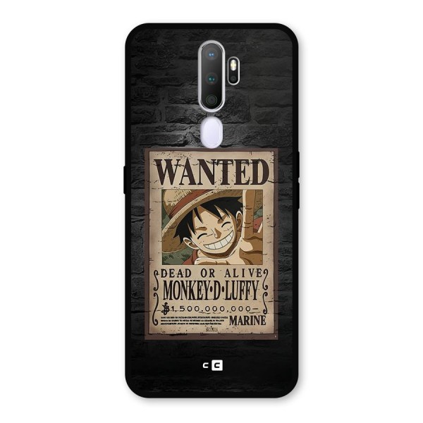 Luffy Wanted Metal Back Case for Oppo A5 (2020)