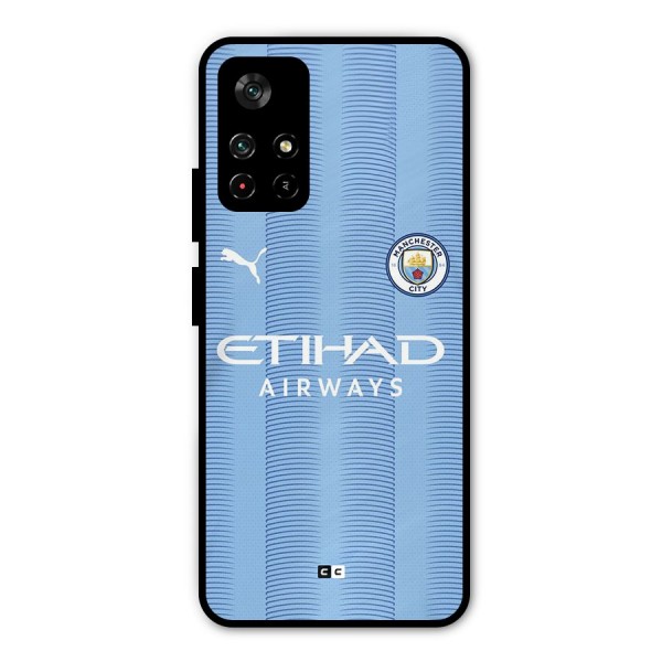 Manchester Etihad Jersey Metal Back Case for Poco M4 Pro 5G