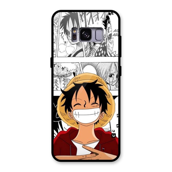 Manga Style Luffy Glass Back Case for Galaxy S8