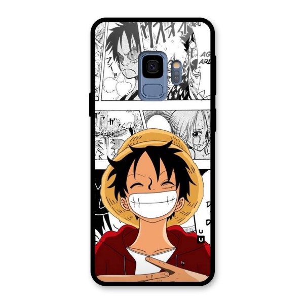 Manga Style Luffy Glass Back Case for Galaxy S9