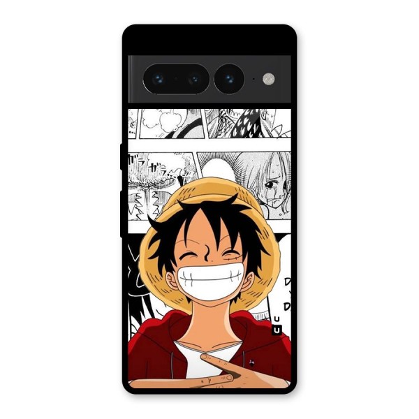 Manga Style Luffy Glass Back Case for Google Pixel 7 Pro