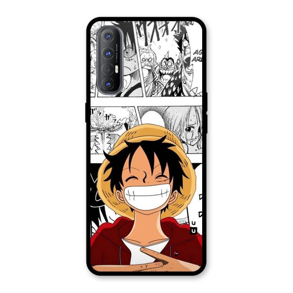 Manga Style Luffy Glass Back Case for Oppo Reno3 Pro