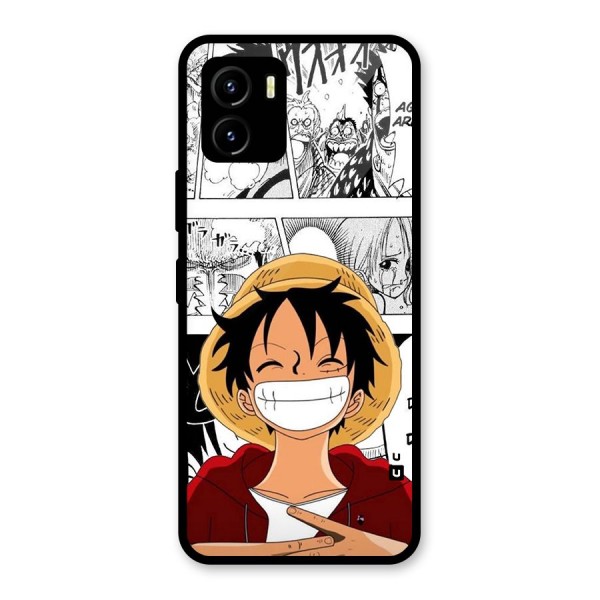 Manga Style Luffy Glass Back Case for Vivo Y15s