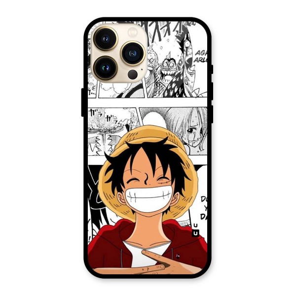 Manga Style Luffy Glass Back Case for iPhone 13 Pro Max