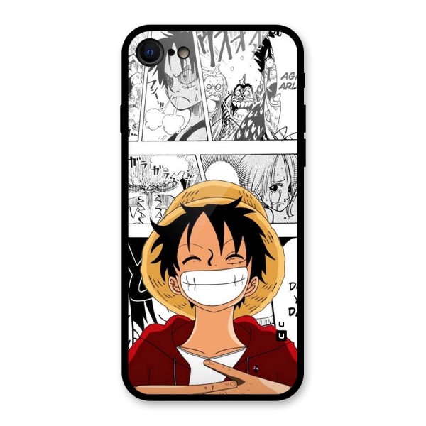 Manga Style Luffy Glass Back Case for iPhone SE 2020
