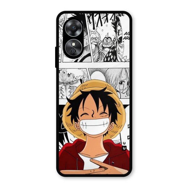 Manga Style Luffy Metal Back Case for Oppo A17