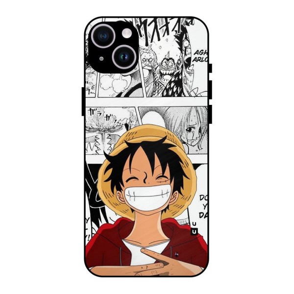 Manga Style Luffy Metal Back Case for iPhone 14 Plus