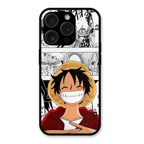Manga Style Luffy Metal Back Case for iPhone 15 Pro