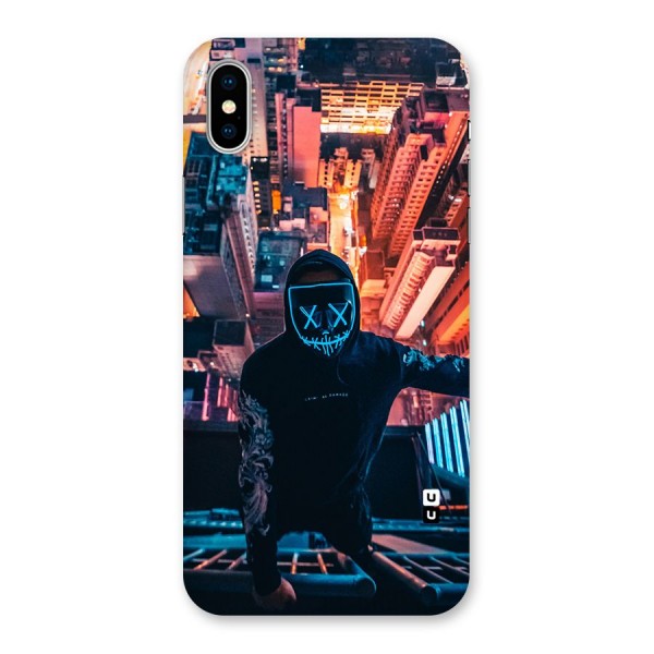 Mask Guy Climbing Building Back Case for iPhone XS