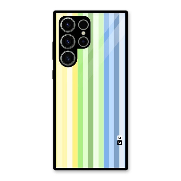 Minimal Pastel Shades Stripes Glass Back Case for Galaxy S23 Ultra
