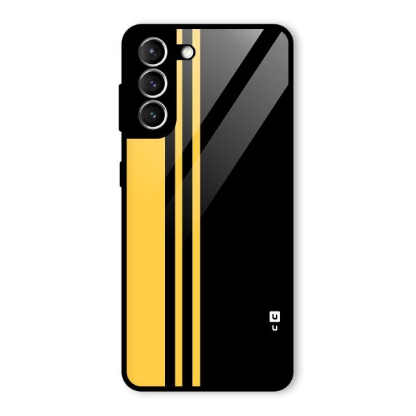 Minimal Yellow and Black Design Glass Back Case for Galaxy S21 5G