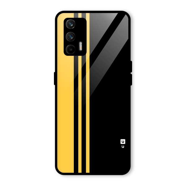 Minimal Yellow and Black Design Glass Back Case for Realme GT 5G