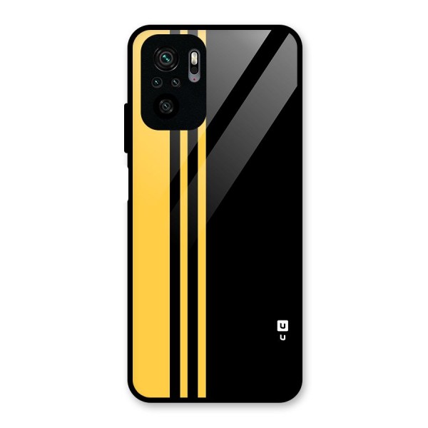 Minimal Yellow and Black Design Glass Back Case for Redmi Note 10