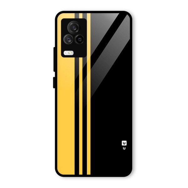Minimal Yellow and Black Design Glass Back Case for Vivo iQOO 7 Legend 5G