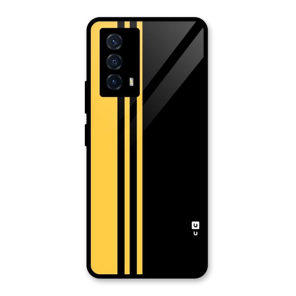 Minimal Yellow and Black Design Glass Back Case for Vivo iQOO Z5