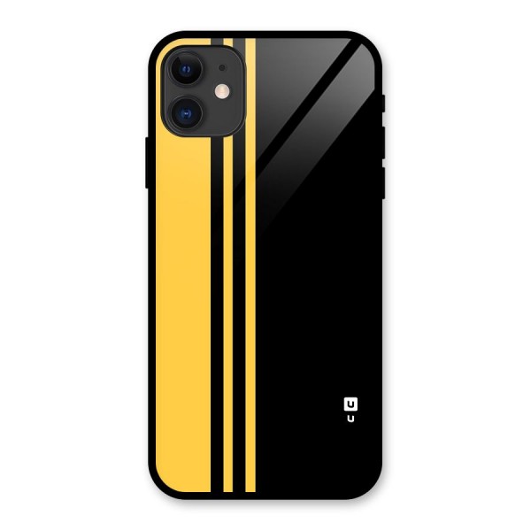 Minimal Yellow and Black Design Glass Back Case for iPhone 11