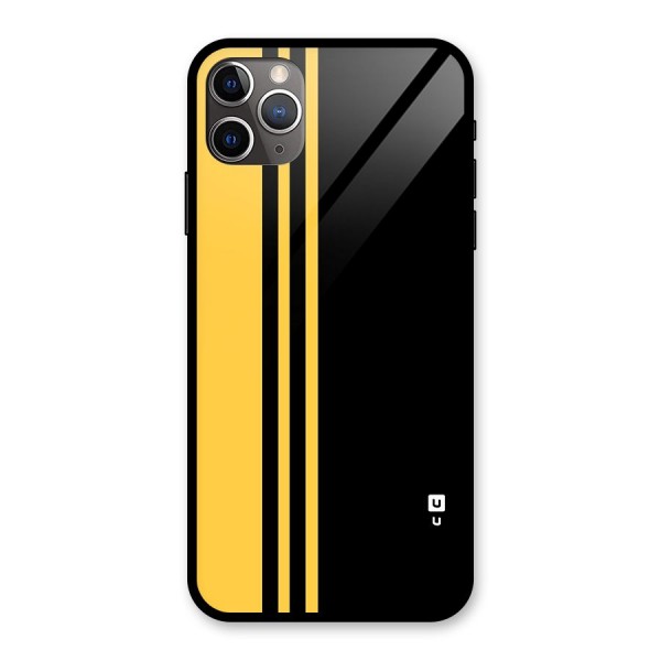 Minimal Yellow and Black Design Glass Back Case for iPhone 11 Pro Max