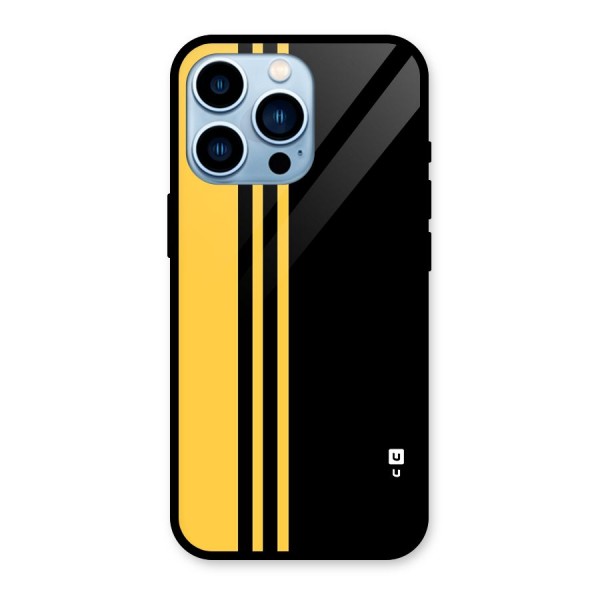 Minimal Yellow and Black Design Glass Back Case for iPhone 13 Pro