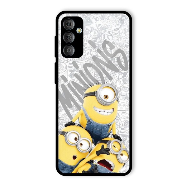 Minions Typo Glass Back Case for Galaxy F23