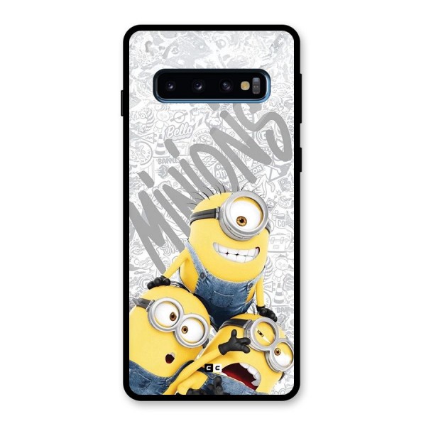 Minions Typo Glass Back Case for Galaxy S10