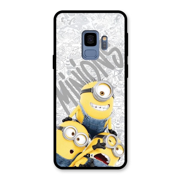 Minions Typo Glass Back Case for Galaxy S9