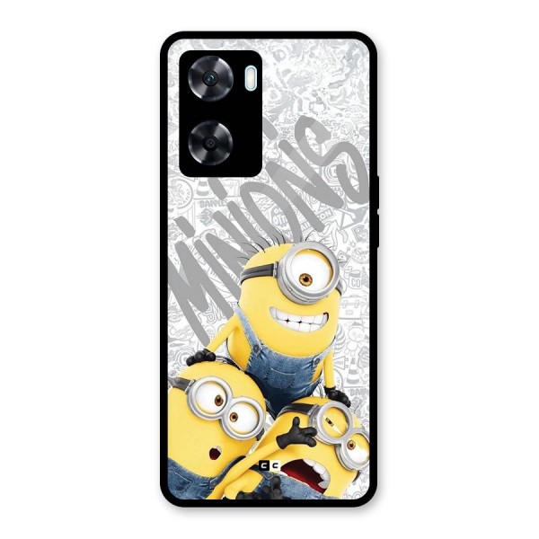 Minions Typo Glass Back Case for Oppo A77