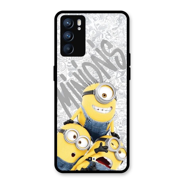 Minions Typo Glass Back Case for Oppo Reno6 5G