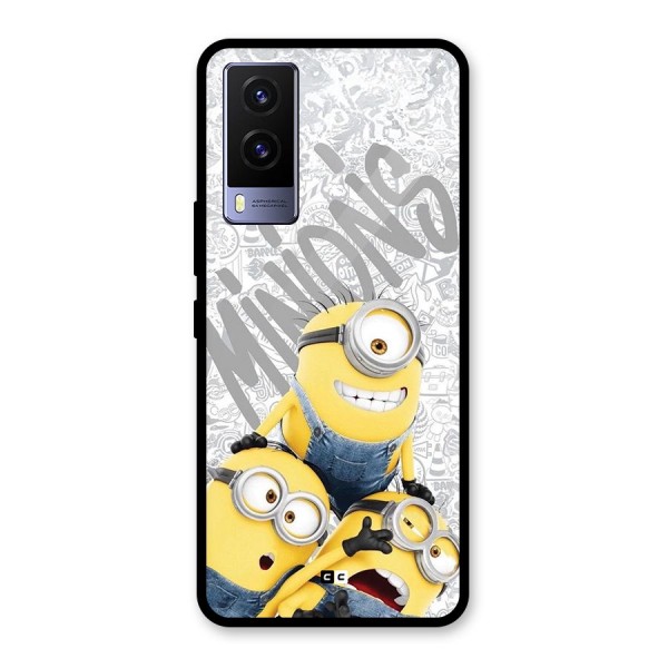 Minions Typo Glass Back Case for Vivo V21e 5G