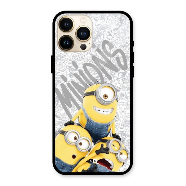 Minions Typo Glass Back Case for iPhone 13 Pro Max
