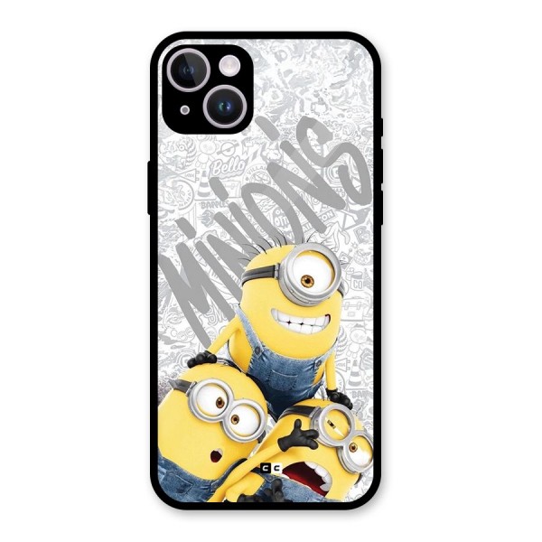 Minions Typo Glass Back Case for iPhone 14 Plus