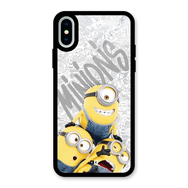 Minions Typo Glass Back Case for iPhone X