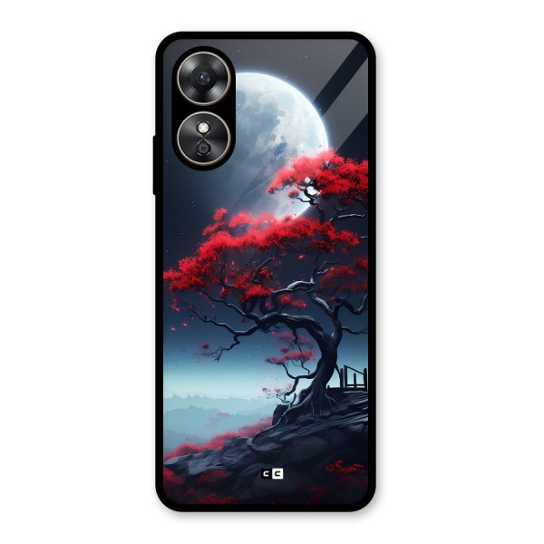 Moon Tree Glass Back Case for Oppo A17
