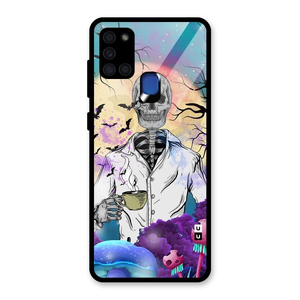 Morning Tea Skull Back Case for Galaxy A21s