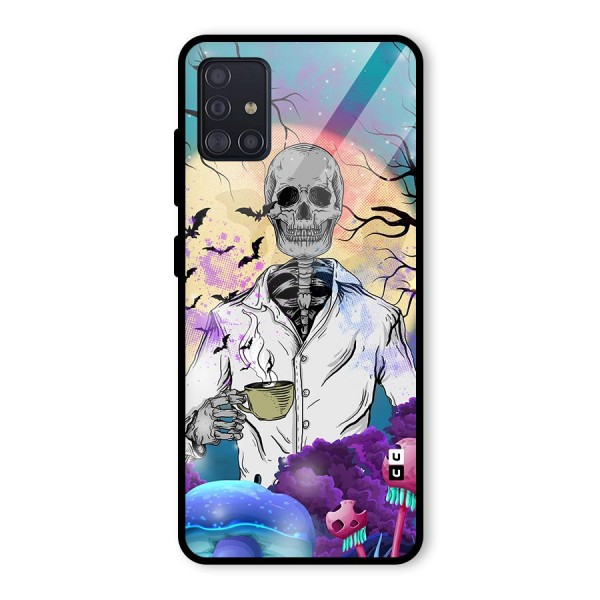 Morning Tea Skull Glass Back Case for Galaxy A51