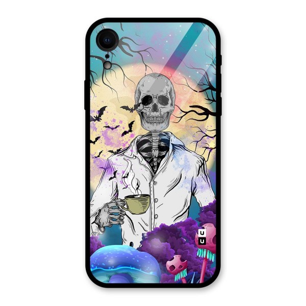 Morning Tea Skull Glass Back Case for iPhone XR