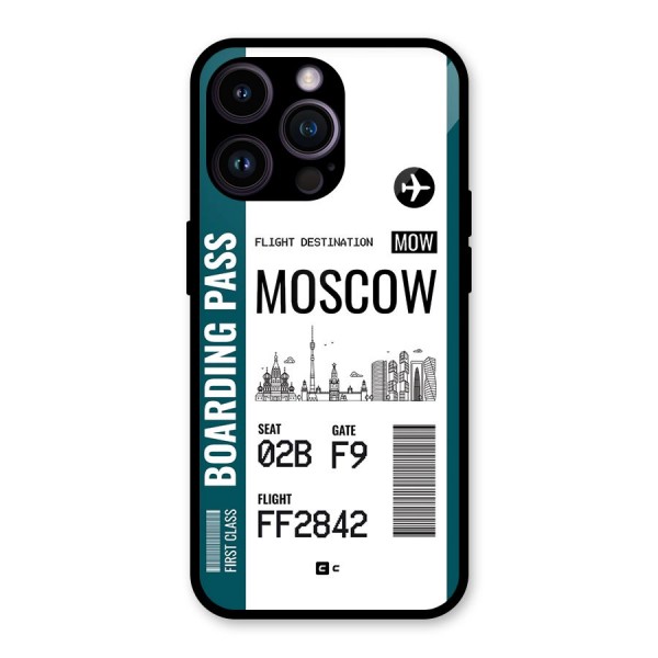Moscow Boarding Pass Glass Back Case for iPhone 14 Pro Max