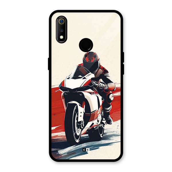 Motosport Rider Glass Back Case for Realme 3