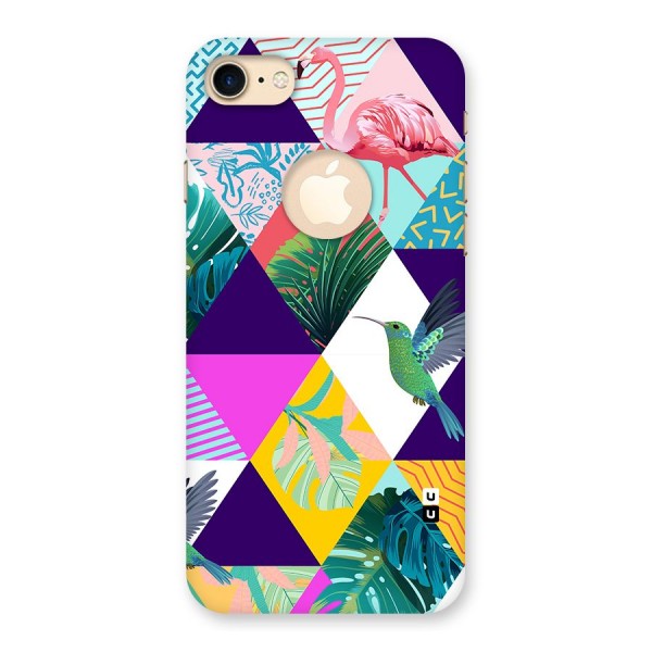 Multicolor Exotic Seamless Pattern Back Case for iPhone 7 Logo Cut