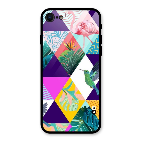Multicolor Exotic Seamless Pattern Glass Back Case for iPhone SE 2020
