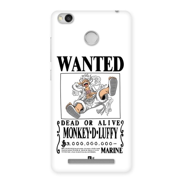 Munkey D Luffy Wanted  Back Case for Redmi 3S Prime