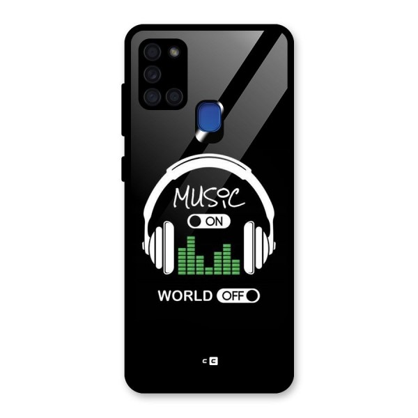 Music On World Off Glass Back Case for Galaxy A21s