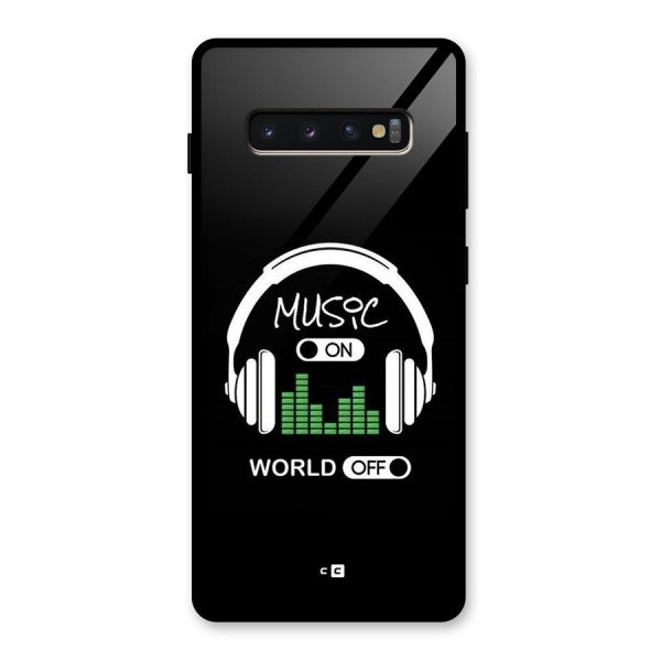 Music On World Off Glass Back Case for Galaxy S10 Plus